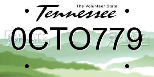0CTO779 Tennessee License Plate