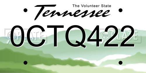 0CTQ422 Tennessee License Plate