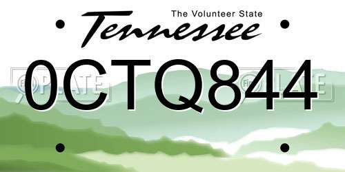 0CTQ844 Tennessee License Plate