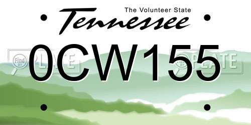 0CW155 Tennessee License Plate
