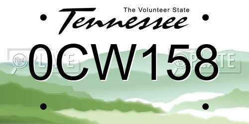 0CW158 Tennessee License Plate