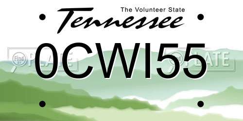 0CWI55 Tennessee License Plate
