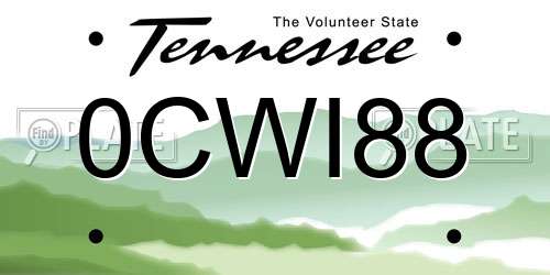 0CWI88 Tennessee License Plate