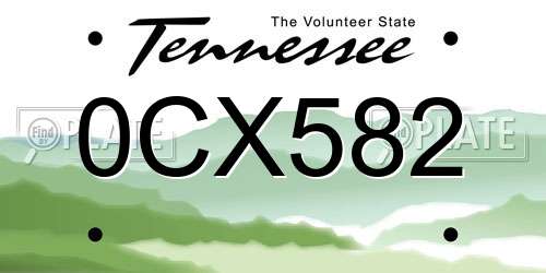 0CX582 Tennessee License Plate