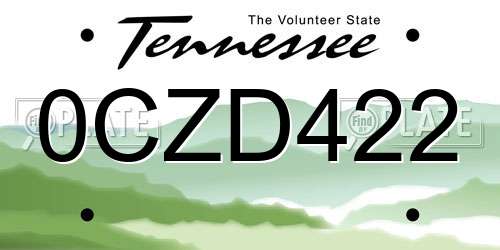 0CZD422 Tennessee License Plate