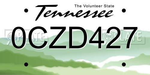 0CZD427 Tennessee License Plate
