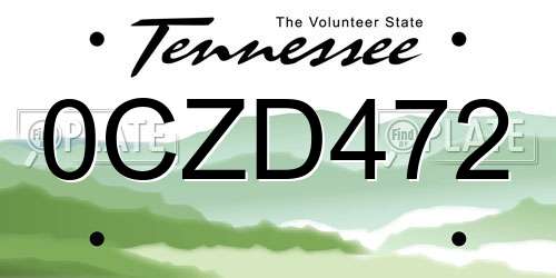 0CZD472 Tennessee License Plate