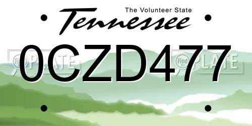 0CZD477 Tennessee License Plate