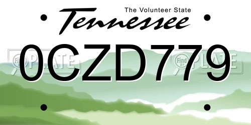 0CZD779 Tennessee License Plate