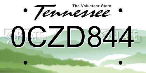 0CZD844 Tennessee License Plate