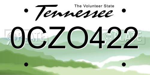 0CZO422 Tennessee License Plate