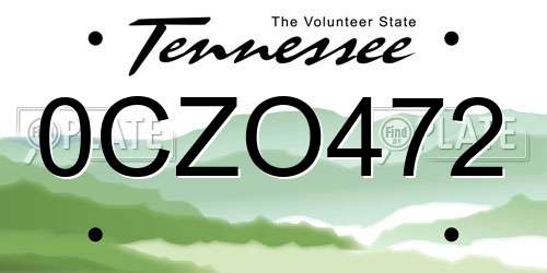 0CZO472 Tennessee License Plate