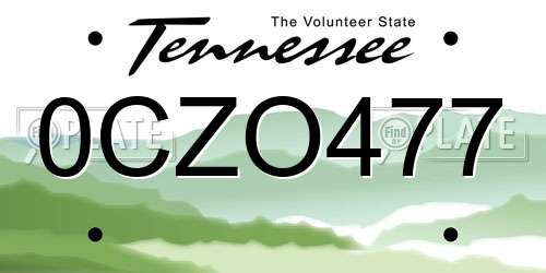 0CZO477 Tennessee License Plate