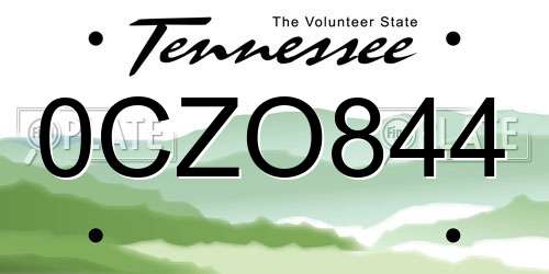 0CZO844 Tennessee License Plate