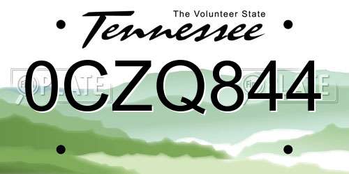 0CZQ844 Tennessee License Plate