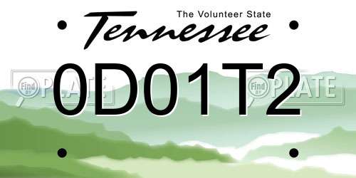 0D01T2 Tennessee License Plate