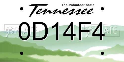 0D14F4 Tennessee License Plate