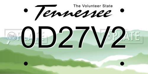 0D27V2 Tennessee License Plate