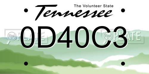 0D40C3 Tennessee License Plate