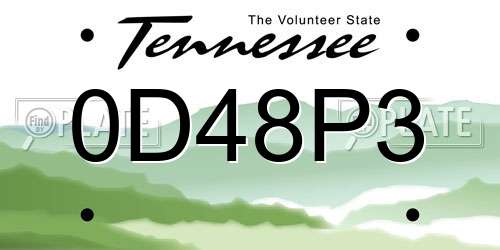 0D48P3 Tennessee License Plate