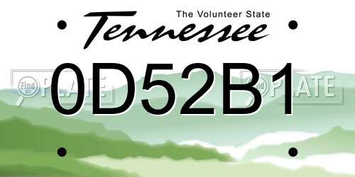 0D52B1 Tennessee License Plate