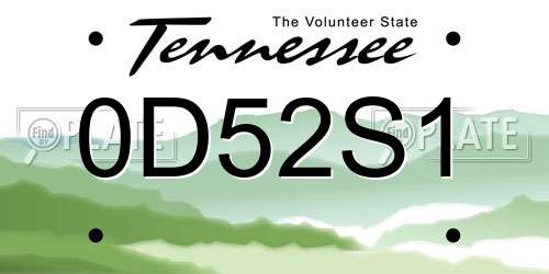 0D52S1 Tennessee License Plate