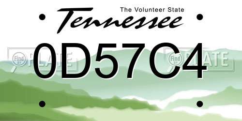0D57C4 Tennessee License Plate