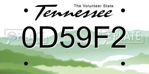 0D59F2 Tennessee License Plate
