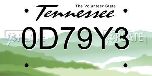0D79Y3 Tennessee License Plate