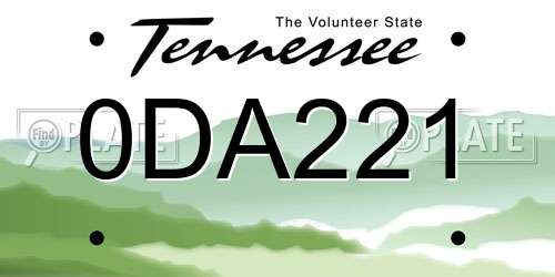 0DA221 Tennessee License Plate
