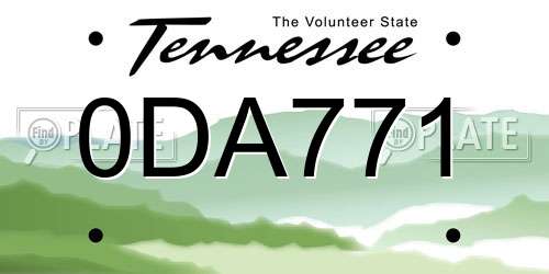 0DA771 Tennessee License Plate