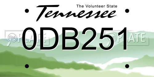 0DB251 Tennessee License Plate