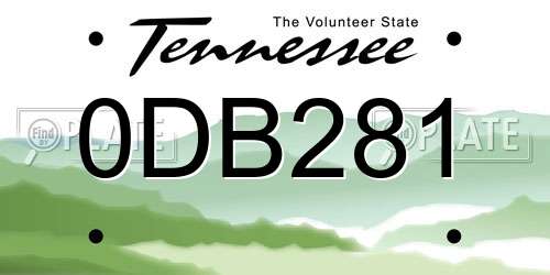 0DB281 Tennessee License Plate