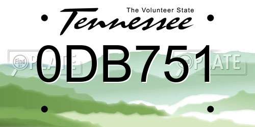 0DB751 Tennessee License Plate