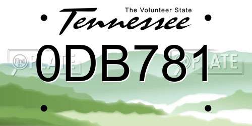 0DB781 Tennessee License Plate