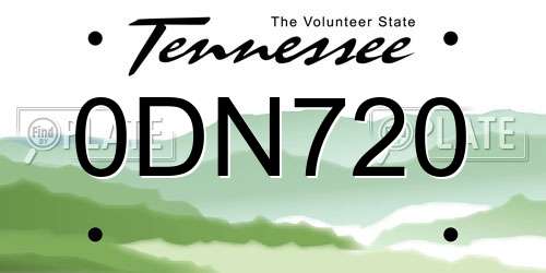 0DN720 Tennessee License Plate