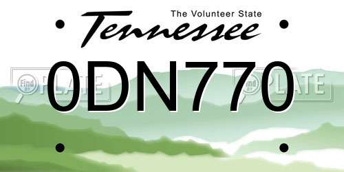 0DN770 Tennessee License Plate