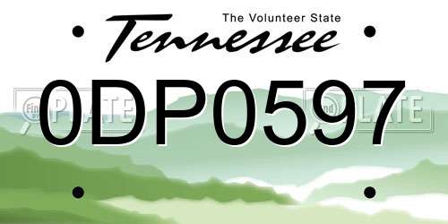 0DP0597 Tennessee License Plate