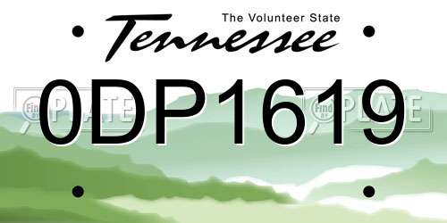 0DP1619 Tennessee License Plate