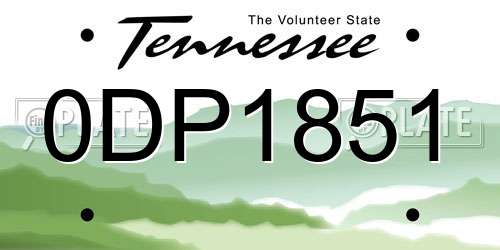 0DP1851 Tennessee License Plate