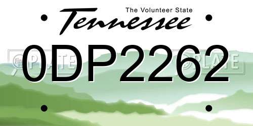 0DP2262 Tennessee License Plate