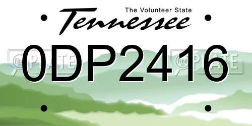 0DP2416 Tennessee License Plate