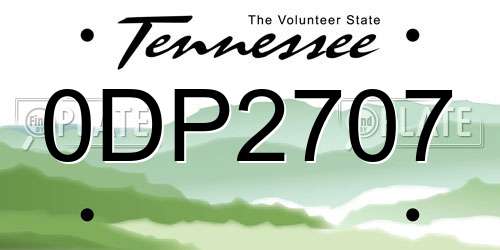0DP2707 Tennessee License Plate