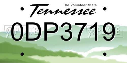0DP3719 Tennessee License Plate