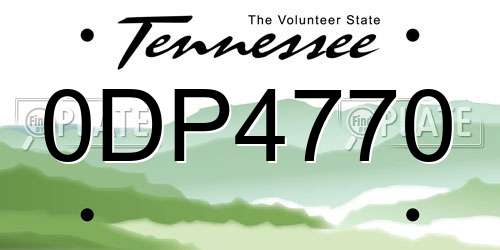 0DP4770 Tennessee License Plate