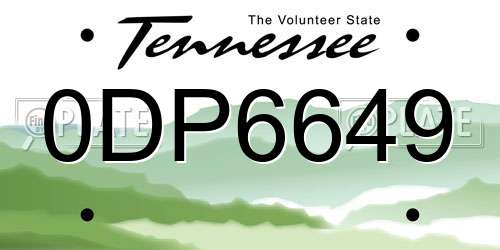 0DP6649 Tennessee License Plate