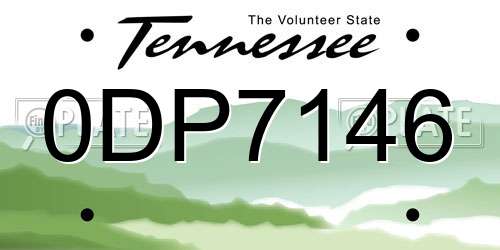 0DP7146 Tennessee License Plate