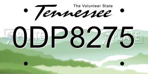 0DP8275 Tennessee License Plate