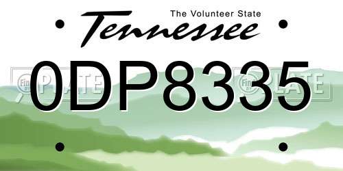 0DP8335 Tennessee License Plate