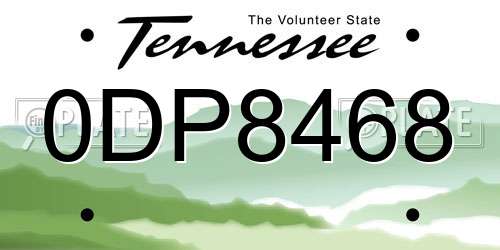 0DP8468 Tennessee License Plate